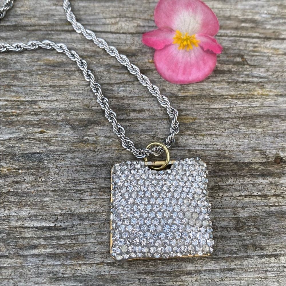 Lele Sadoughi Pave Mixed Shape Earring Repurposed into a Pendant Necklace. VGUC!